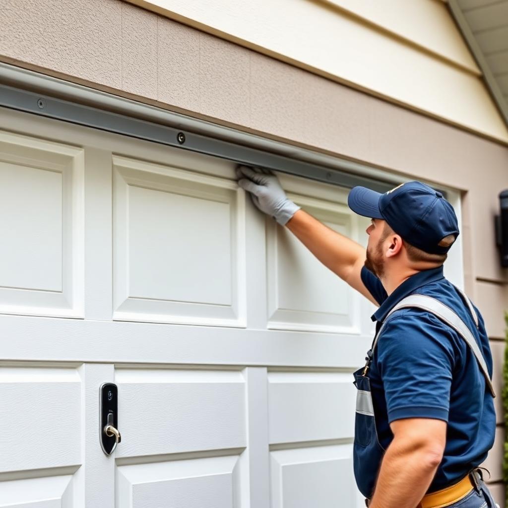 Professional Roseburg garage door installer mounting new panel with expert craftsmanship