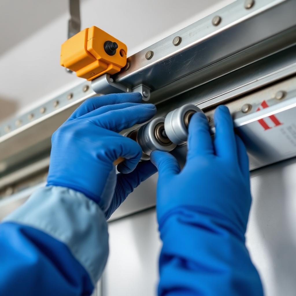 Professional garage door roller replacement showing quality workmanship